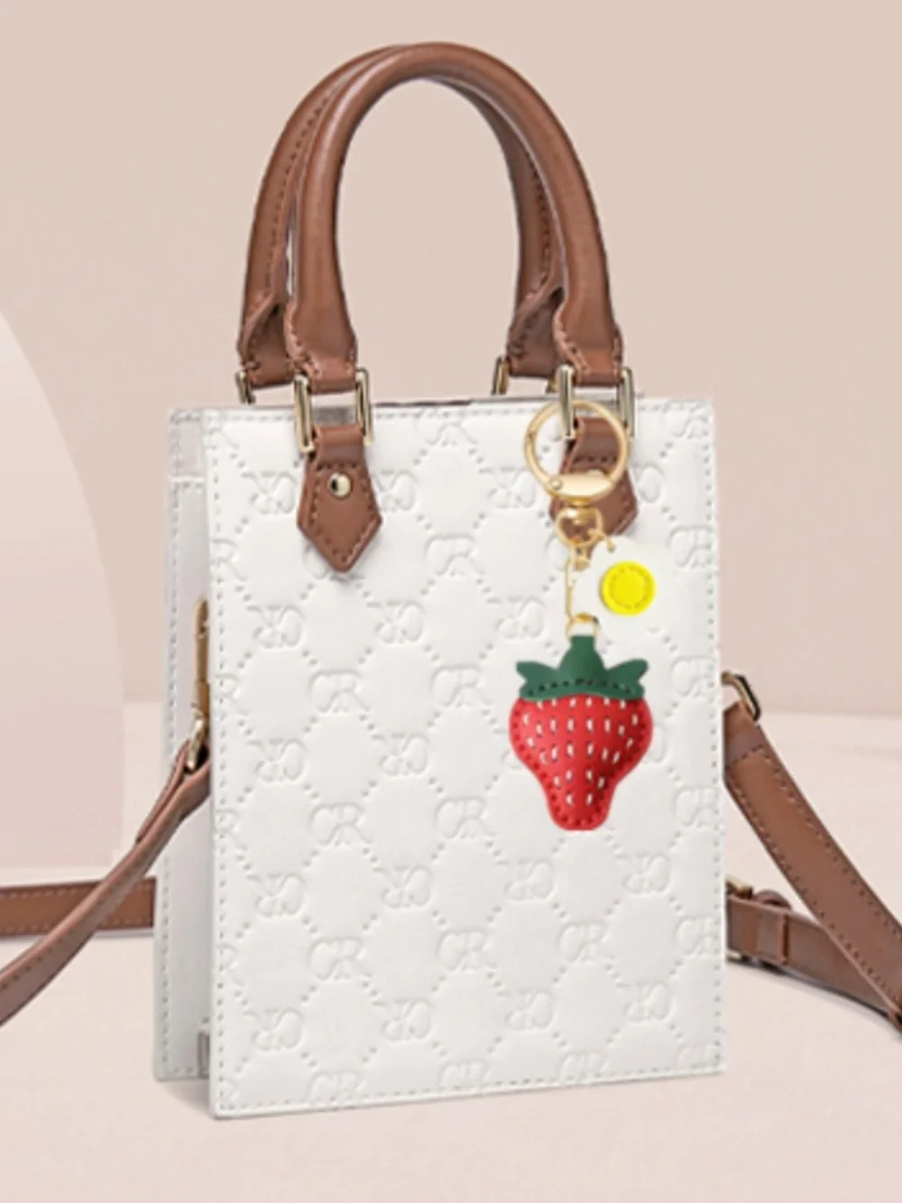 🆕🍓 Strawberry & Daisy Vegan Leather Keychain Charm NWT